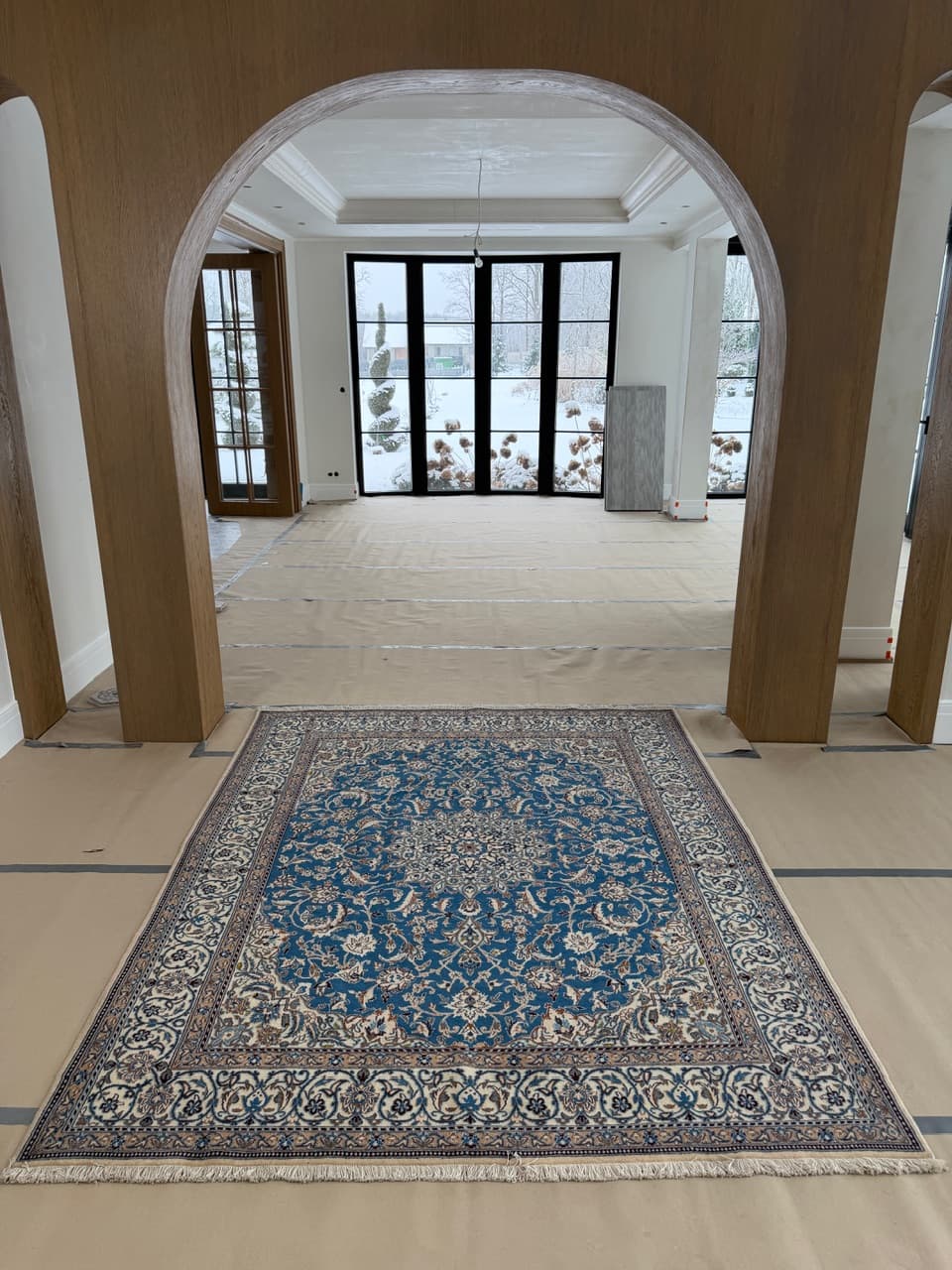 Dywan perski Nain 250x200 cm, niebieski, wełna z jedwabiem, Iran - 222612