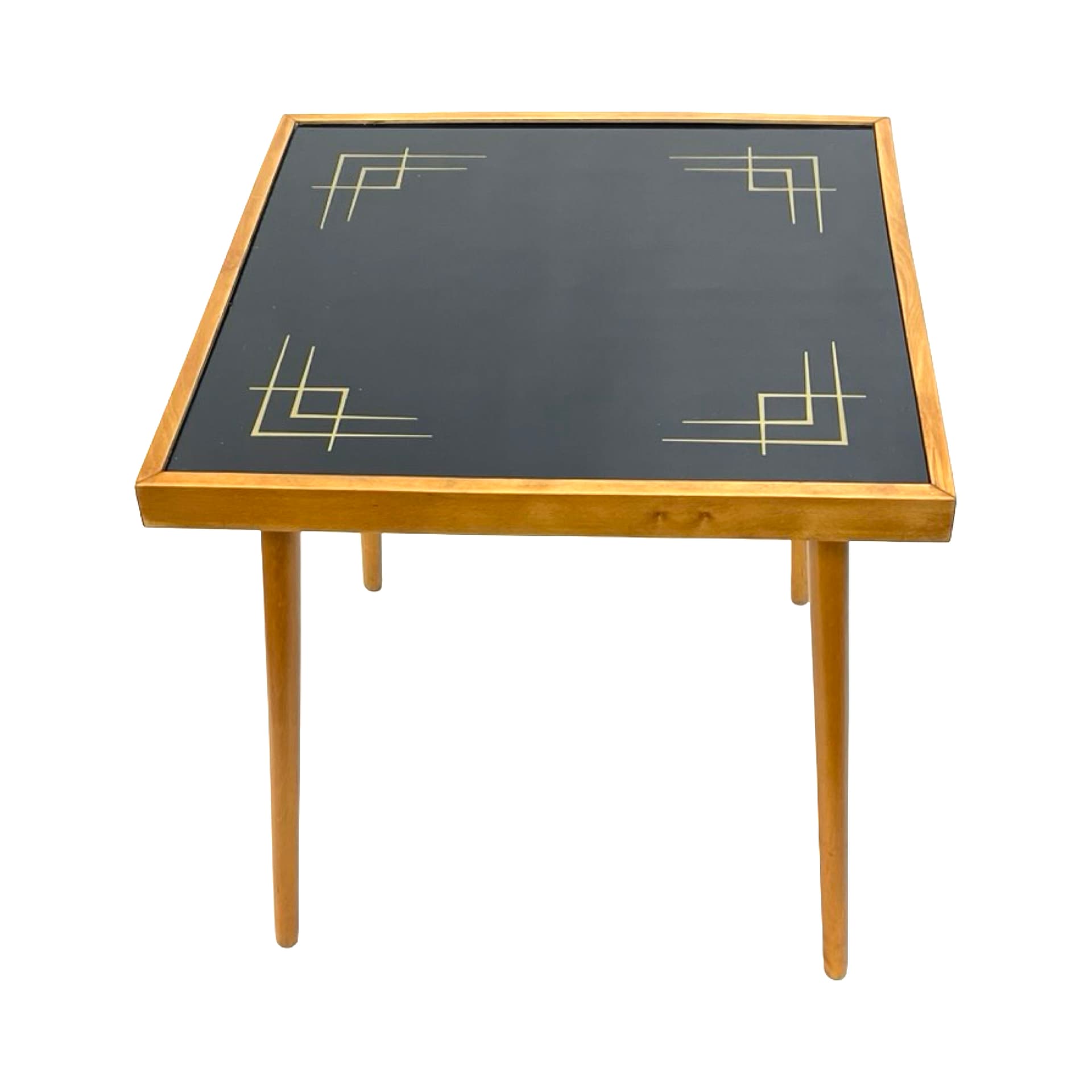 Stolik kawowy, szkło czarne, buk jasnobrązowy, Alfred Busch, Niemcy, lata 60. - 222698