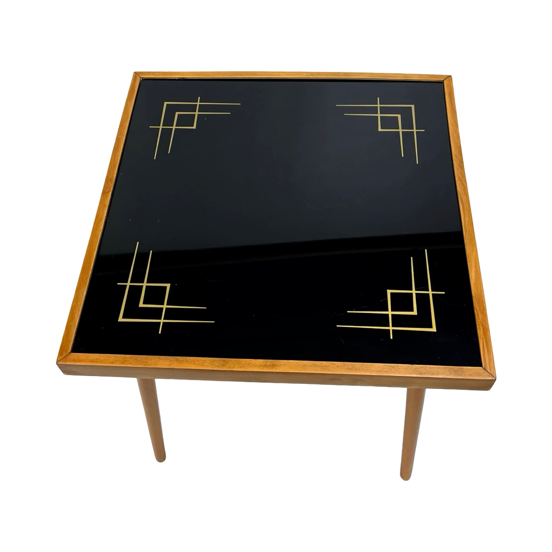 Stolik kawowy, szkło czarne, buk jasnobrązowy, Alfred Busch, Niemcy, lata 60. - 222696