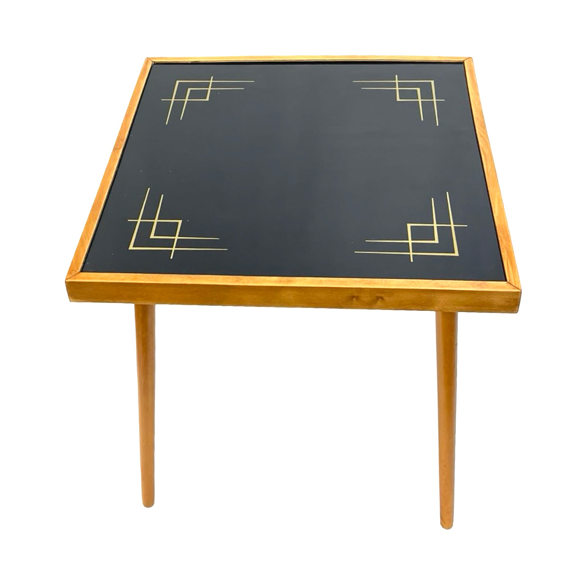 Stolik kawowy, szkło czarne, buk jasnobrązowy, Alfred Busch, Niemcy, lata 60. - 222697