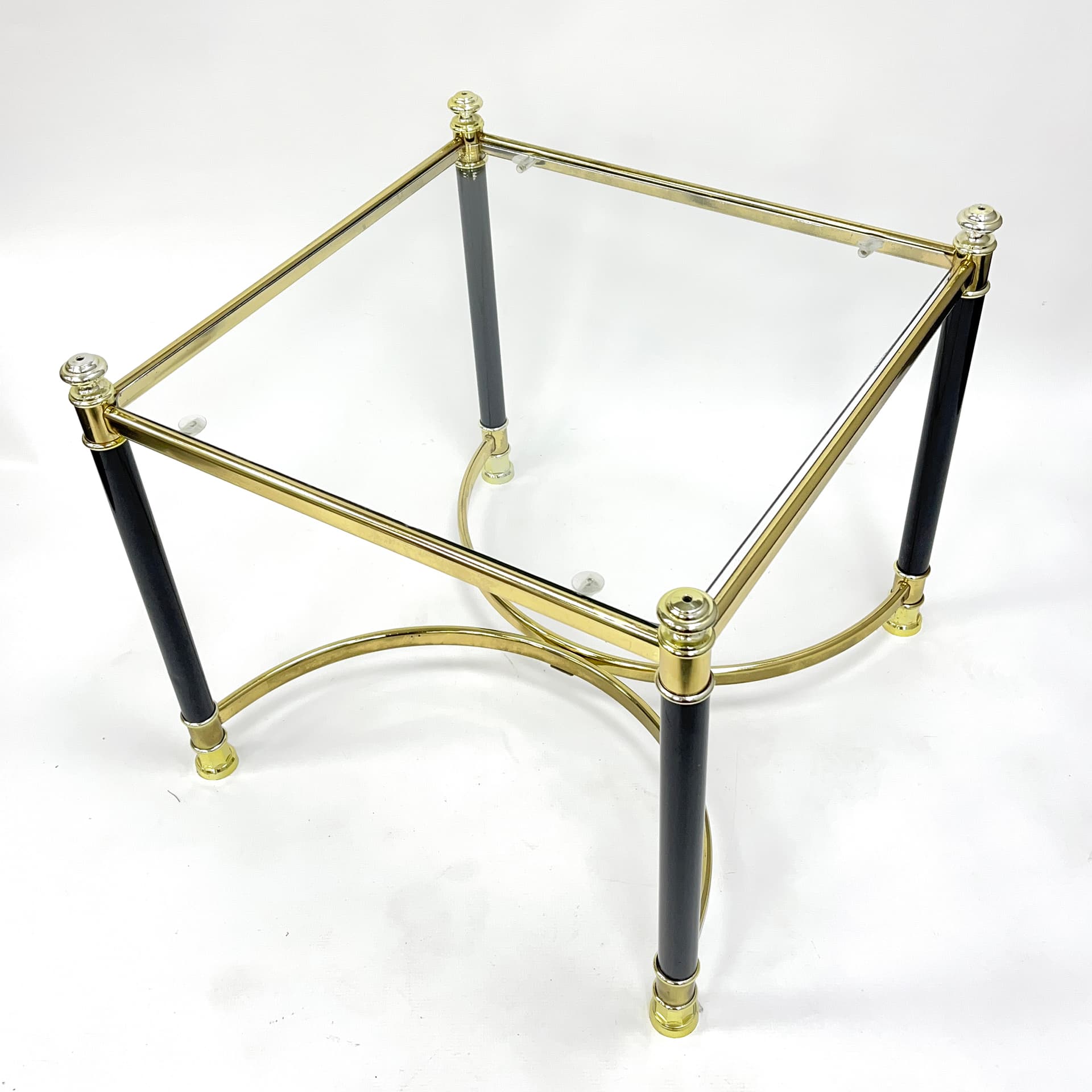 Stolik pomocniczy Hollywood Regency, mosiądz złoty, szkło transparentne, Niemcy, lata 70. - 222723