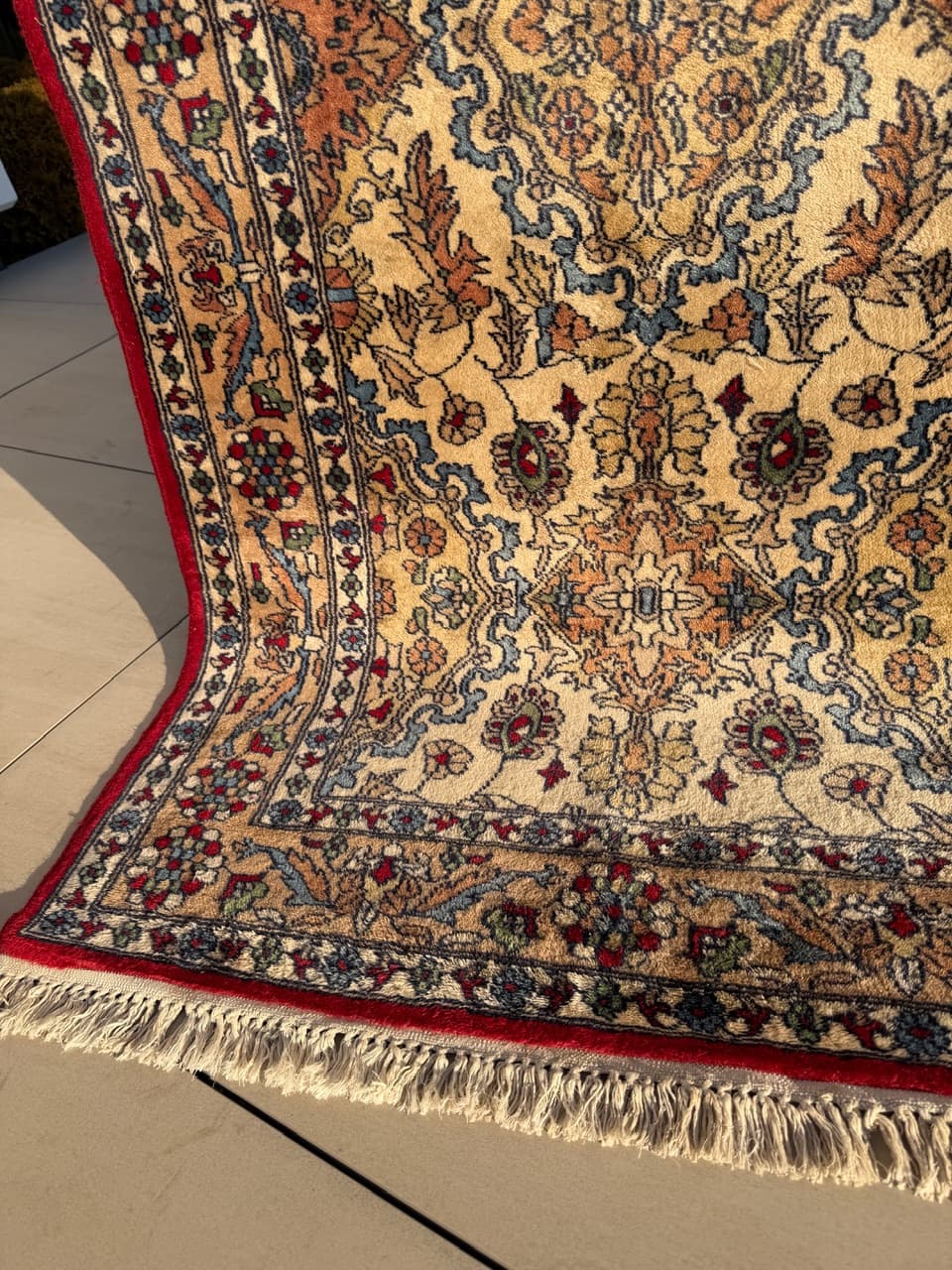 Dywan Qom, 180x94 cm, beżowy, wełna kaszmirowa, Pakistan - 222818