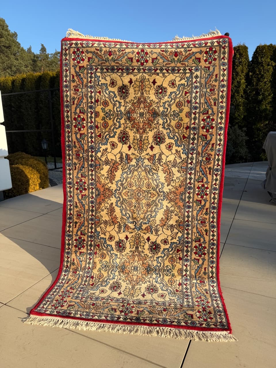 Dywan Qom, 180x94 cm, beżowy, wełna kaszmirowa, Pakistan - 222817