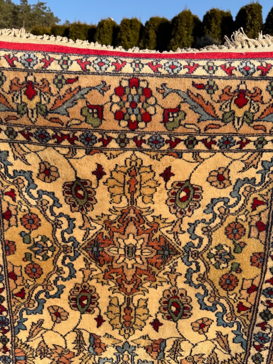 Dywan Qom, 180x94 cm, beżowy, wełna kaszmirowa, Pakistan - 222824