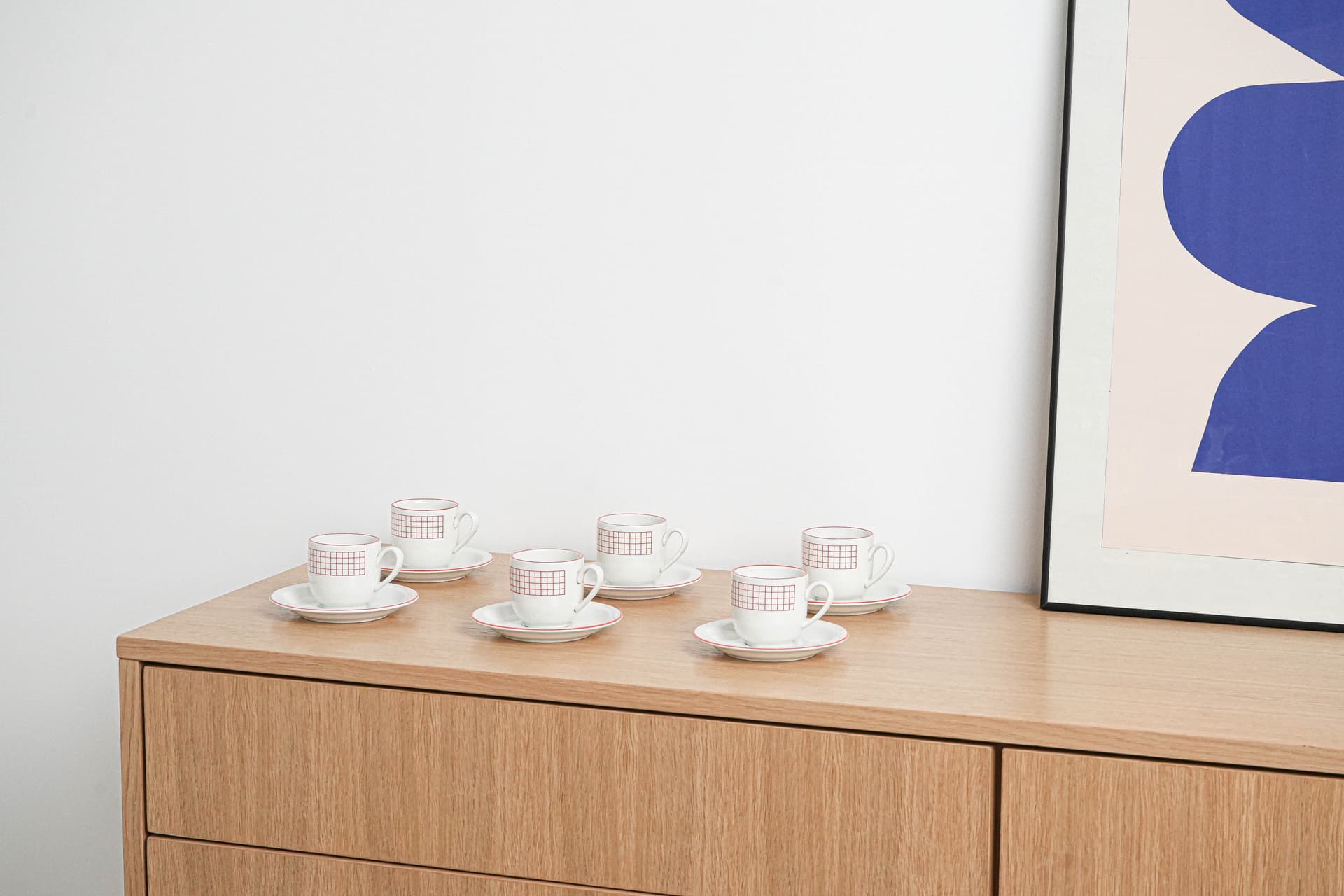 Komplet filiżanek, biały, porcelana, Włochy, lata 80. - 222875