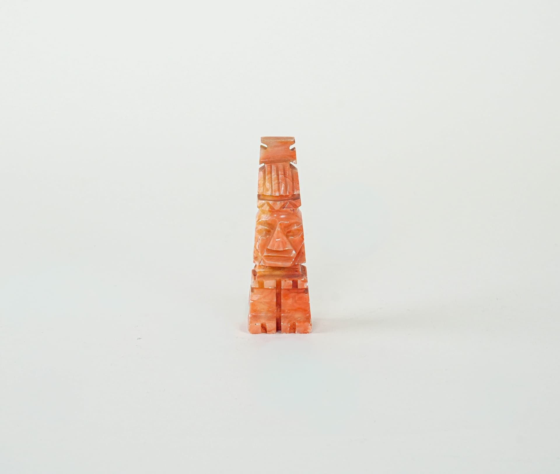Rzeźba prekolumbijska, pomarańczowy, onyks, Włochy, lata 80. - 222893