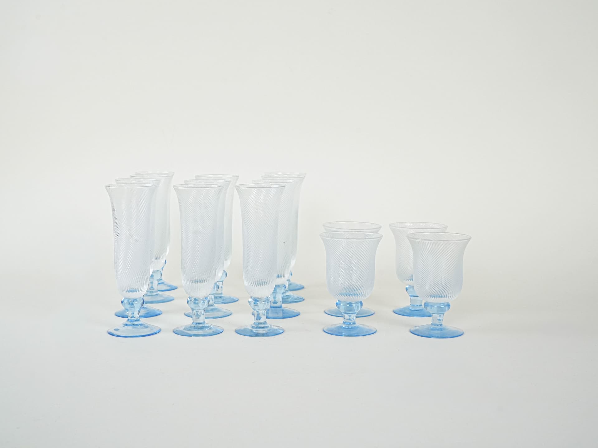 Komplet kieliszków, transparentne szkło, Włochy, lata 70. - 222926