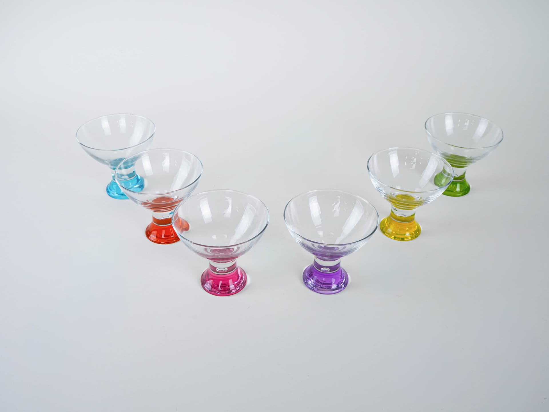Komplet pucharków deserowych, multikolor, szkło, Włochy, lata 80. - 222935