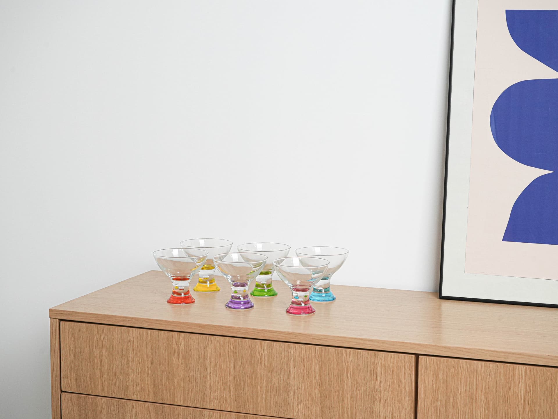 Komplet pucharków deserowych, multikolor, szkło, Włochy, lata 80. - 222930