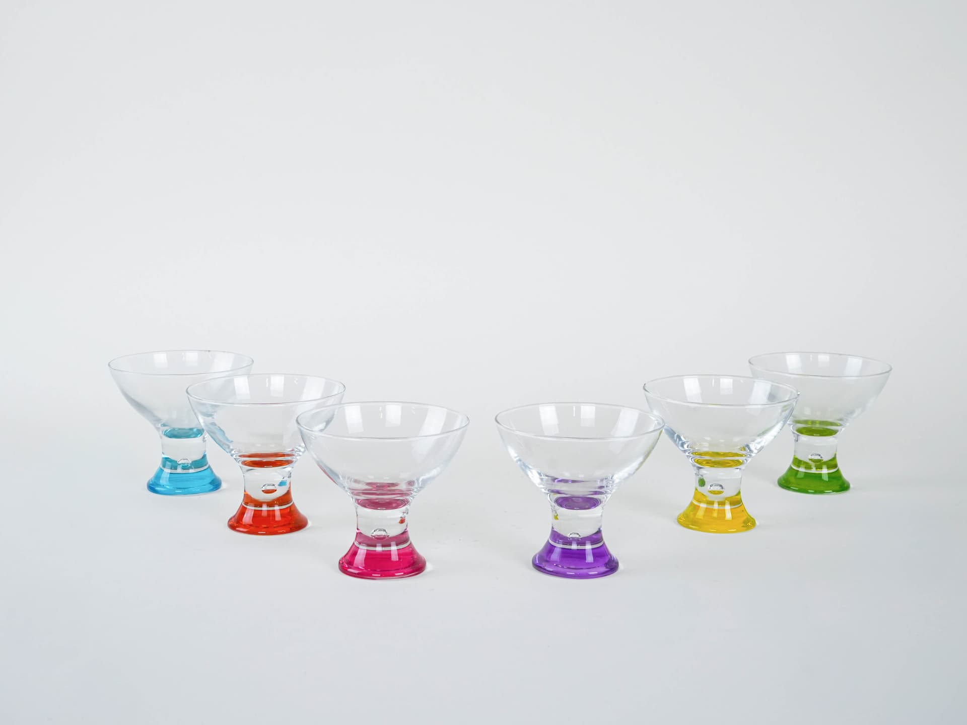 Komplet pucharków deserowych, multikolor, szkło, Włochy, lata 80. - 222931