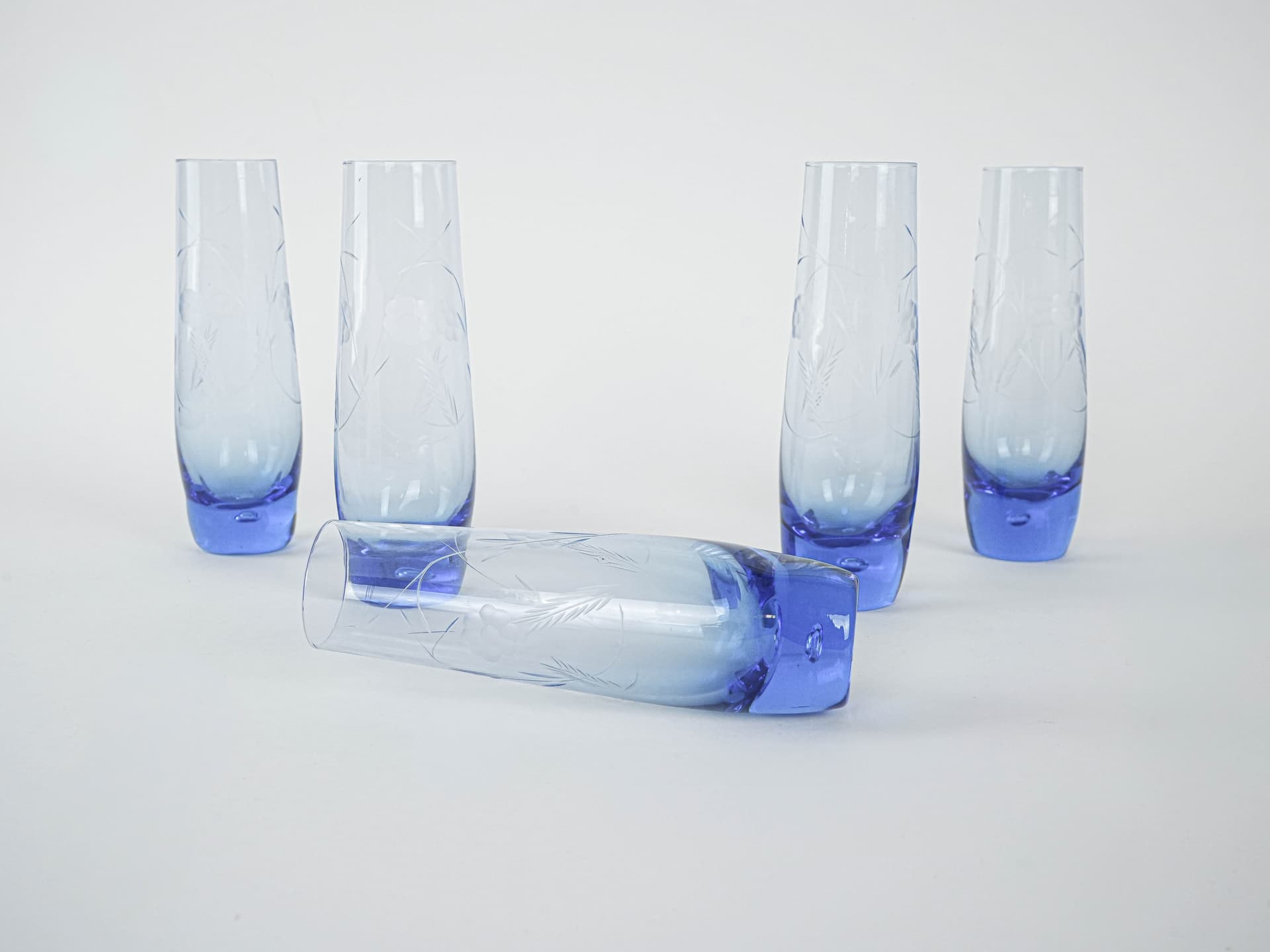 Set of glasses, cobalt blue glass, Italy, 1980s. - 222940