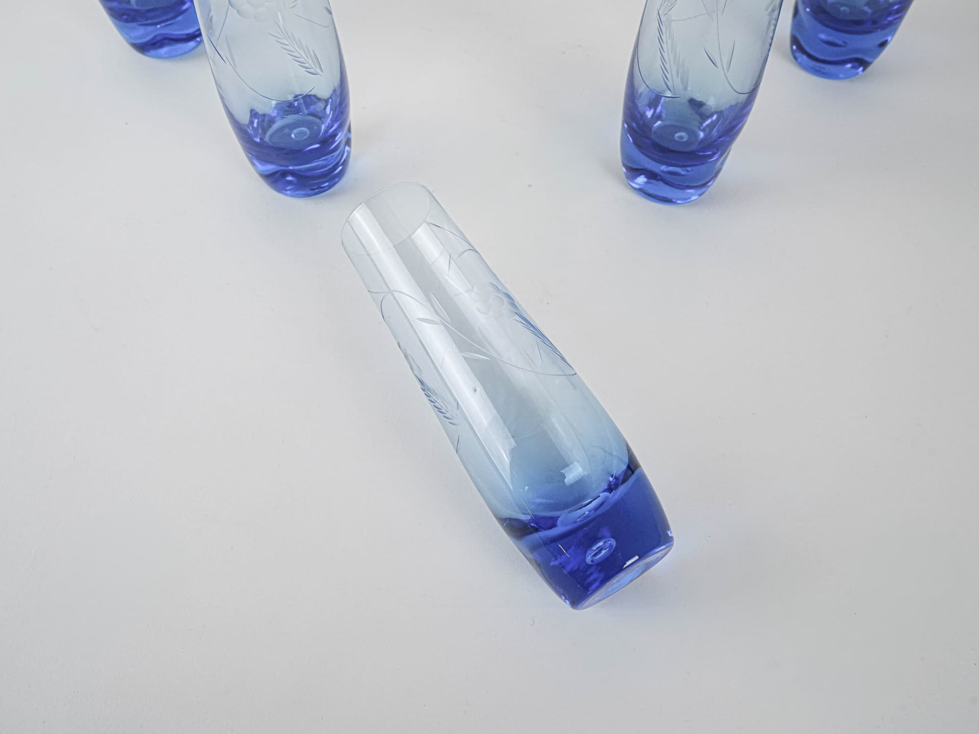 Set of glasses, cobalt blue glass, Italy, 1980s. - 222939