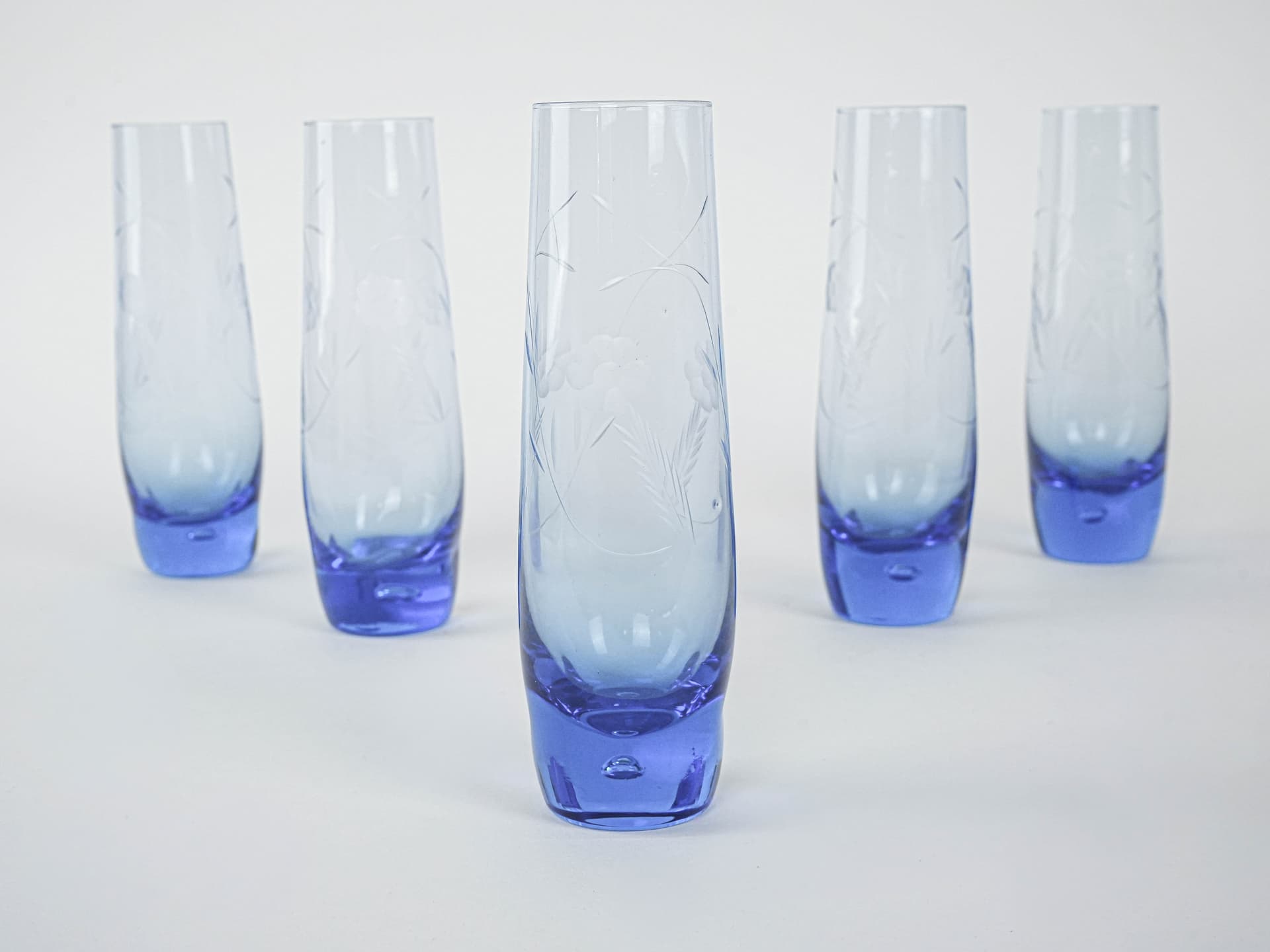 Set of glasses, cobalt blue glass, Italy, 1980s. - 222941