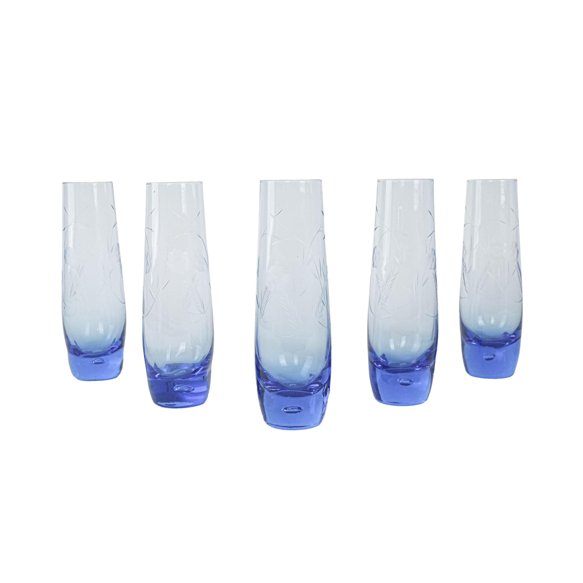 Set of glasses, cobalt blue glass, Italy, 1980s.