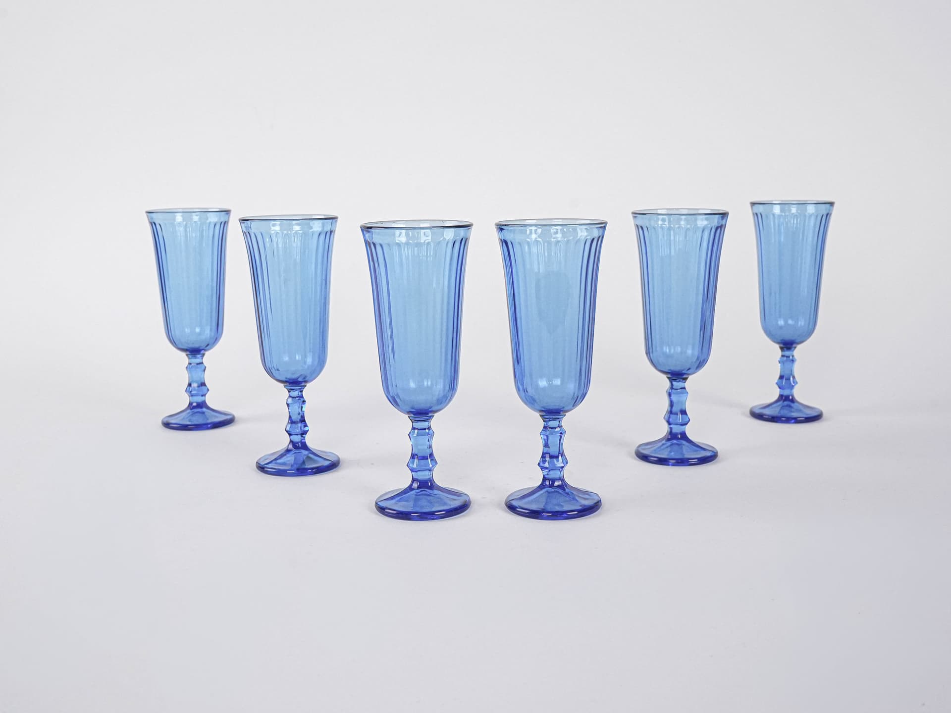 Komplet kieliszków, kobaltowy, szkło, Włochy, lata 70. - 222945