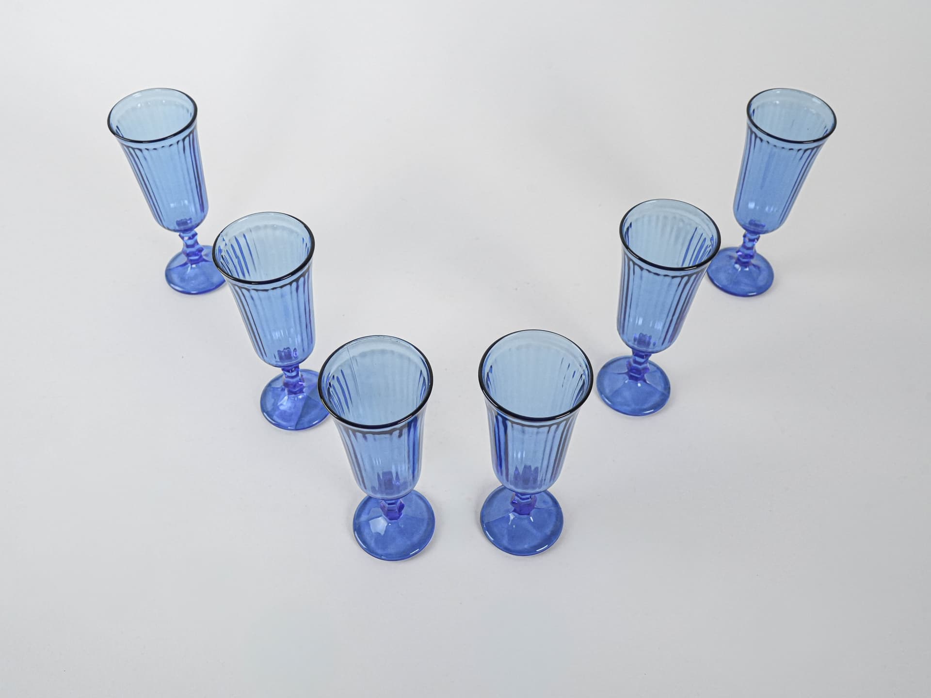 Komplet kieliszków, kobaltowy, szkło, Włochy, lata 70. - 222946