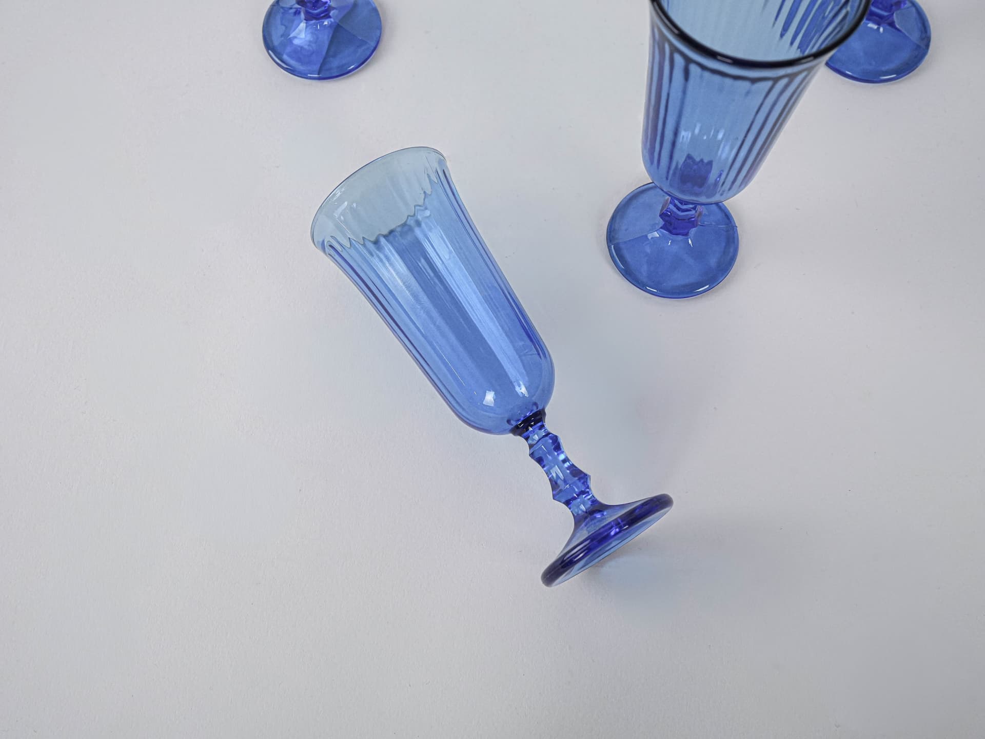 Komplet kieliszków, kobaltowy, szkło, Włochy, lata 70. - 222947