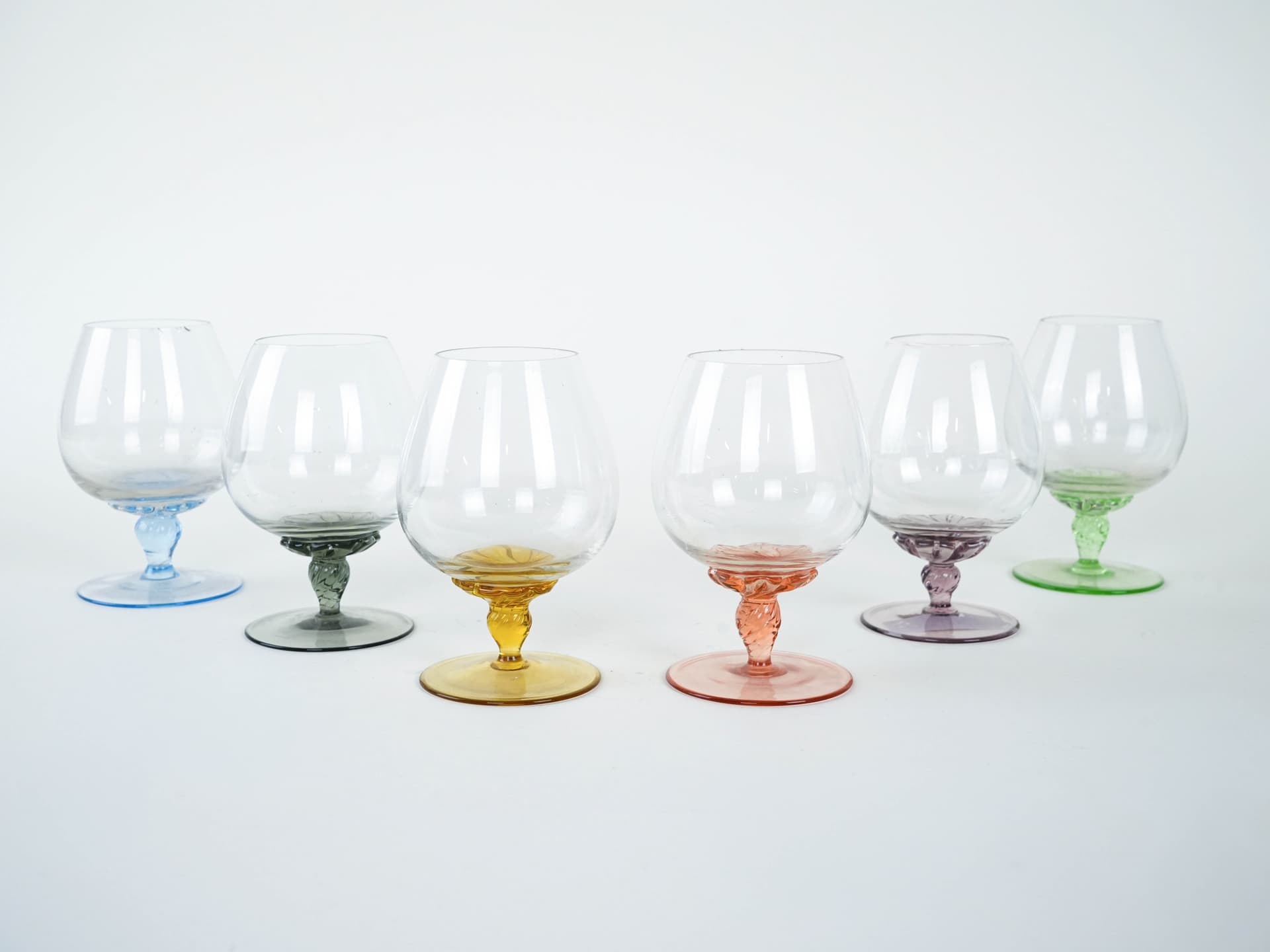 Komplet kieliszków do koniaku, multikolor, szkło, Włochy, lata 70. - 222955