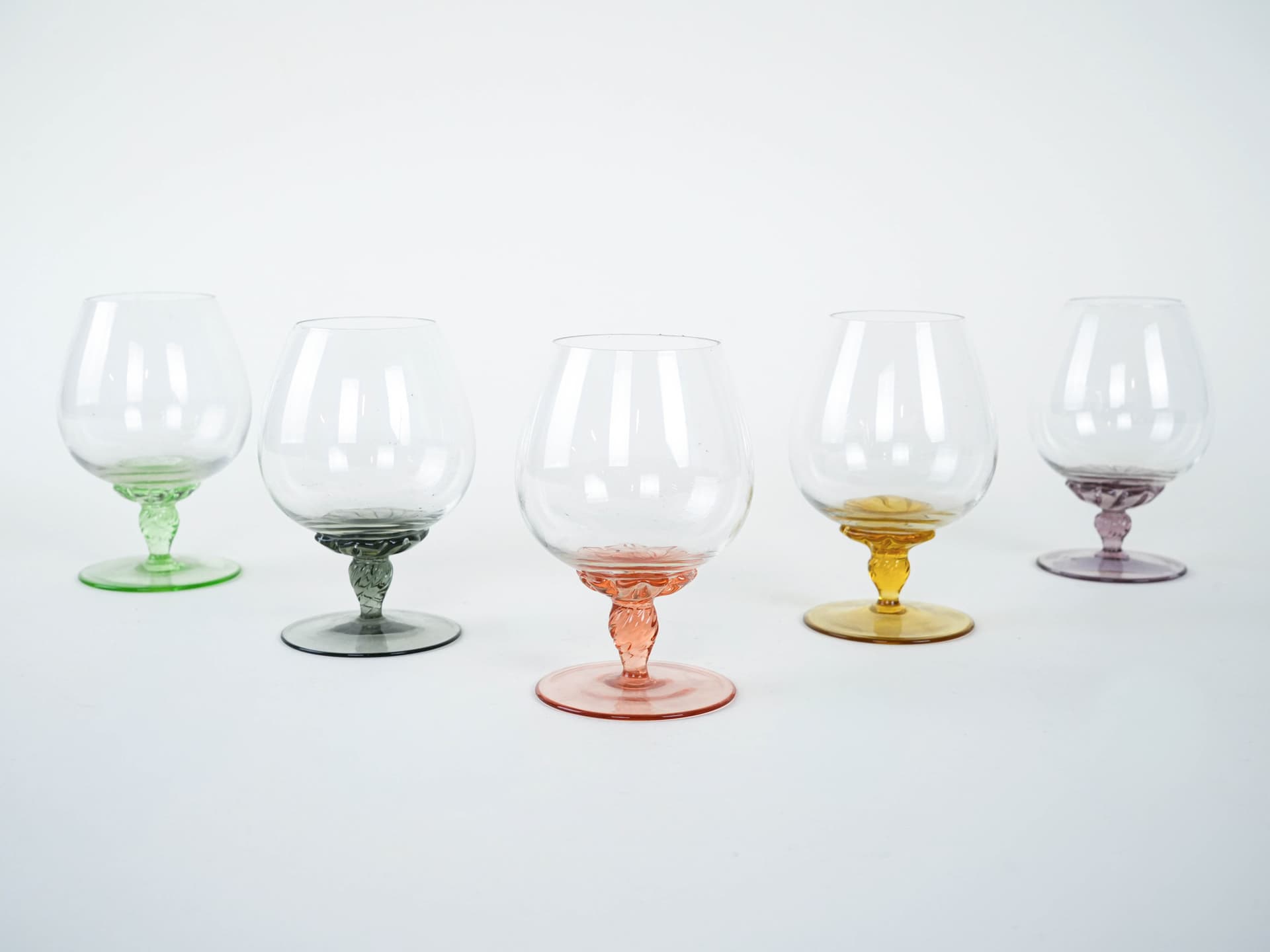 Komplet kieliszków do koniaku, multikolor, szkło, Włochy, lata 70. - 222957