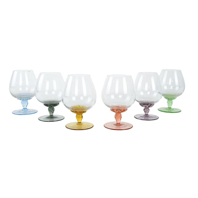 Komplet kieliszków do koniaku, multikolor, szkło, Włochy, lata 70. - WYMIARY