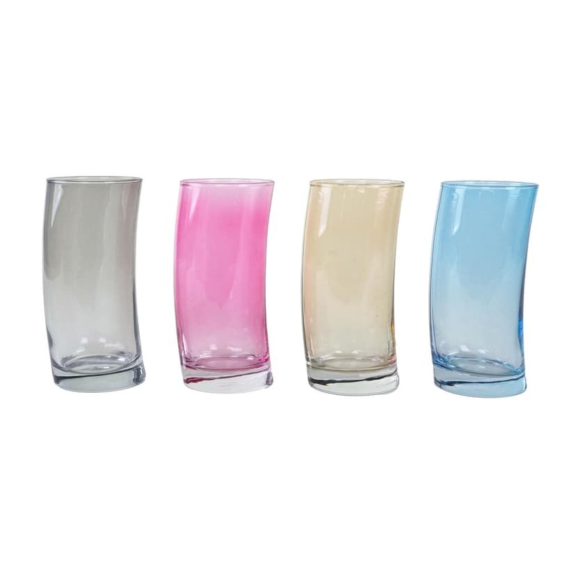 Komplet szklanek, multikolor, szkło, Włochy, lata 80.