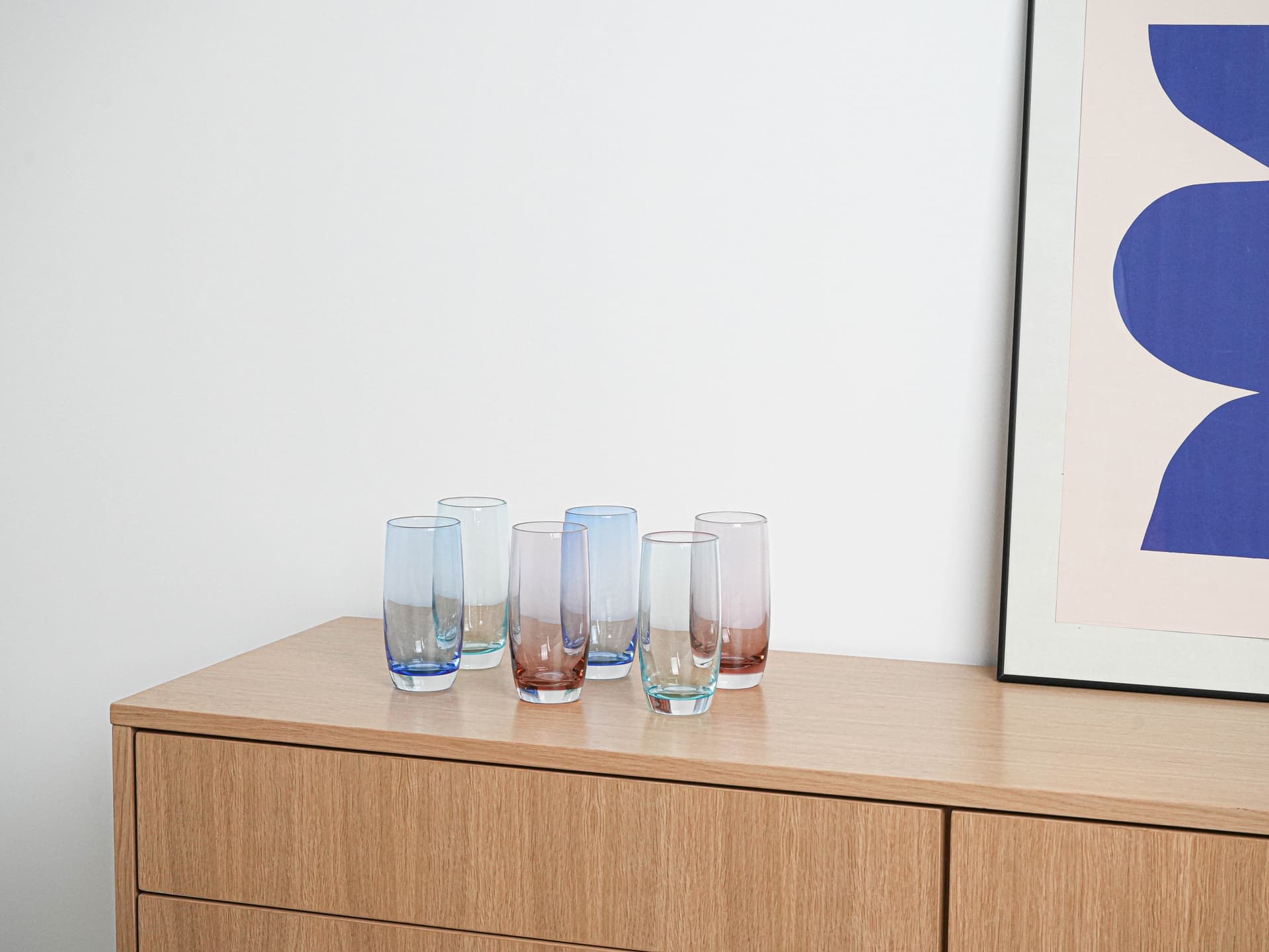 Set of glasses, multicolor glass, Italy, 1980s. - 222989