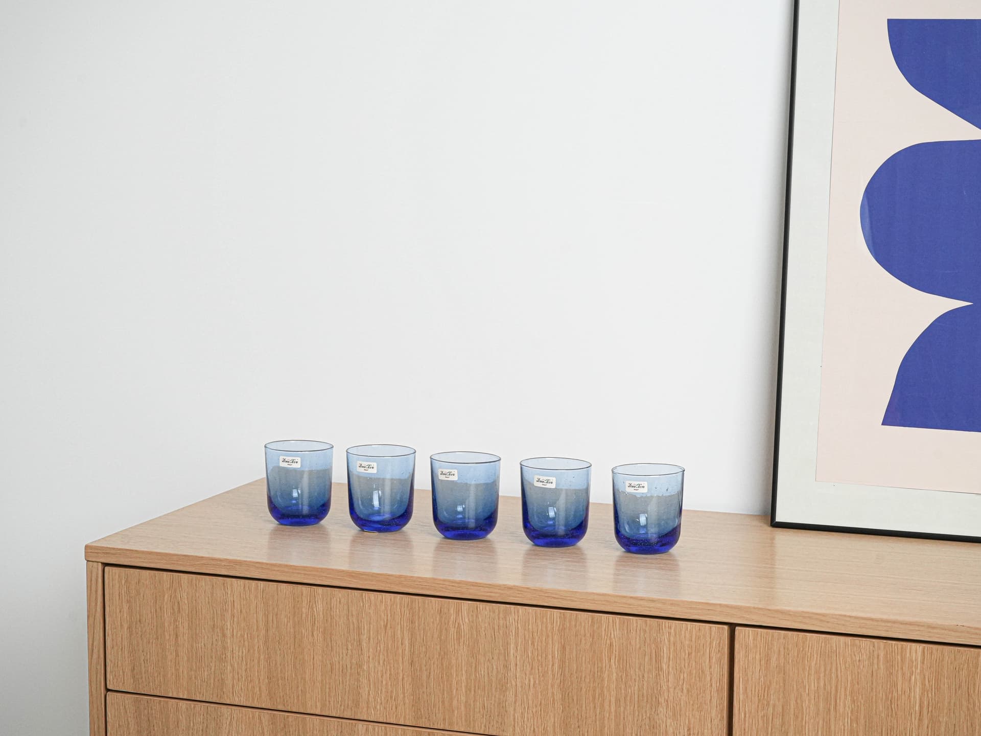 Komplet szklanek, kobaltowy, szkło, Włochy, lata 70. - 223024