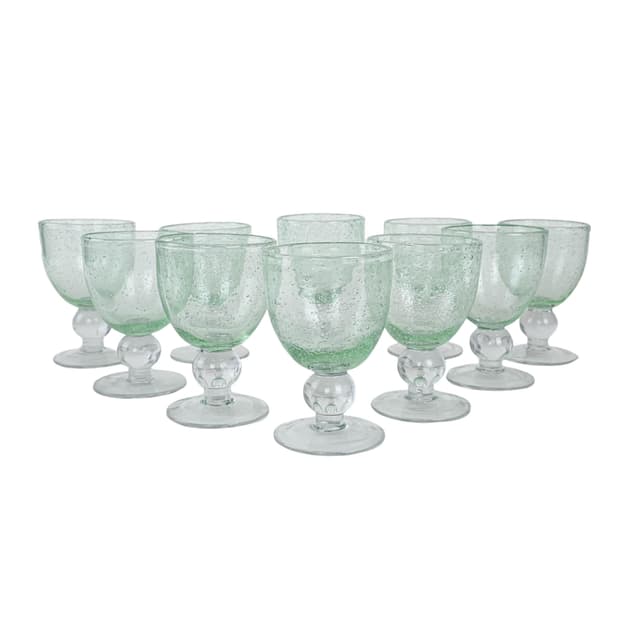 Set of goblets, green bubble glass, Italy, 1970s. - DIMENSION