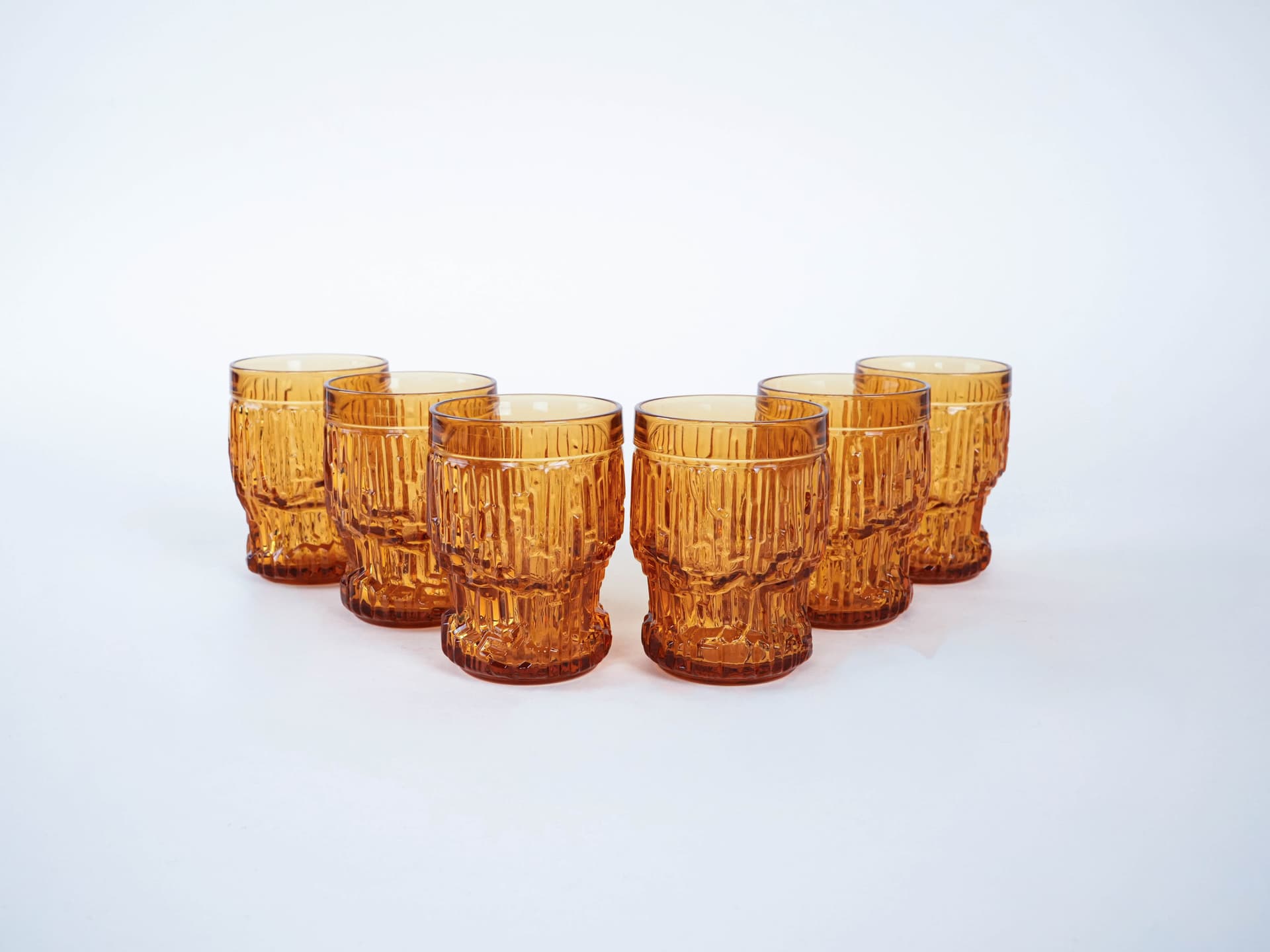 Komplet szklanek, bursztynowy, szkło, Włochy, lata 60. - 223115