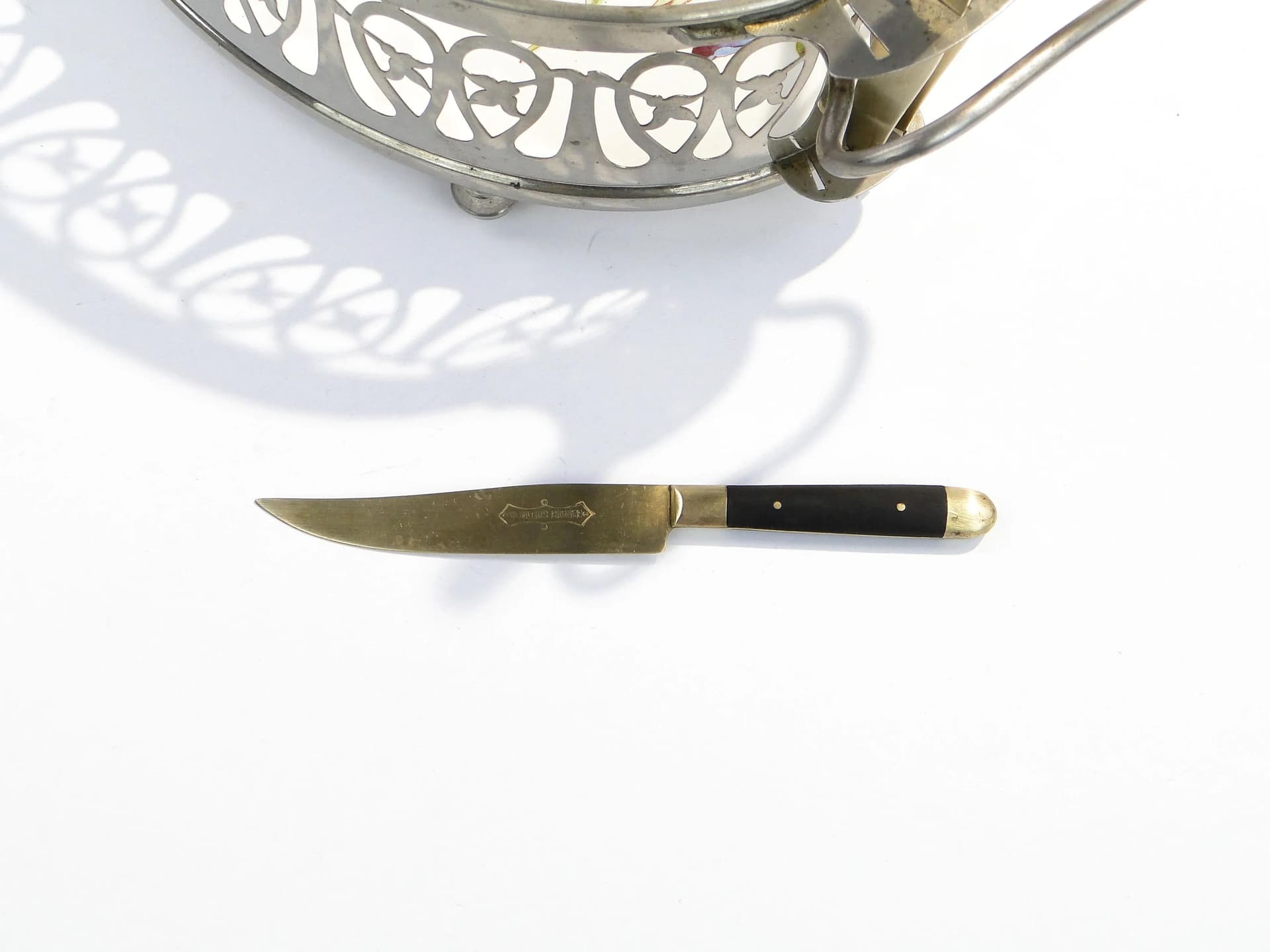 Fruit Bowl Art Nouveau, silvered brass, ceramic, Germany, 1920s - 16247