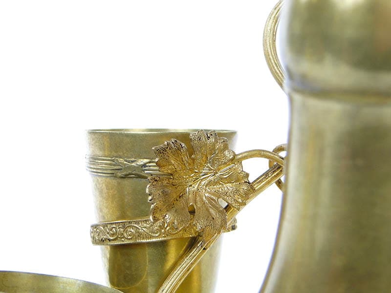 Art Nouveau Grappa Set, golden brass, Austria, early 20th c. - 223149