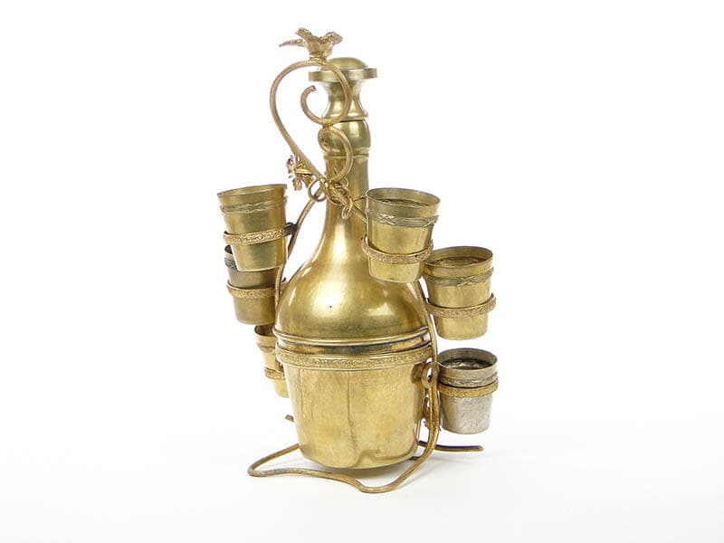 Art Nouveau Grappa Set, golden brass, Austria, early 20th c. - 223153