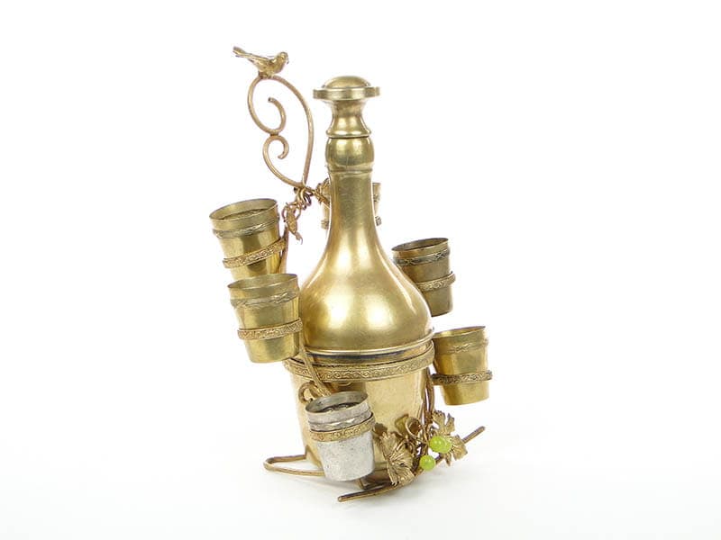 Art Nouveau Grappa Set, golden brass, Austria, early 20th c. - 223150