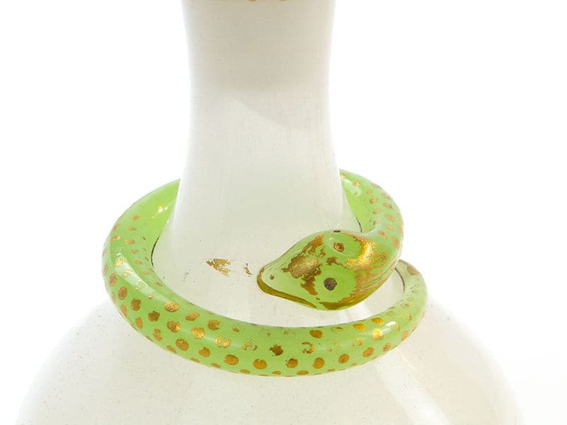 Decanter Biedermeier, opaline glass ivory white, uranium glass yellow-green, Austria, 19th c. - 223157