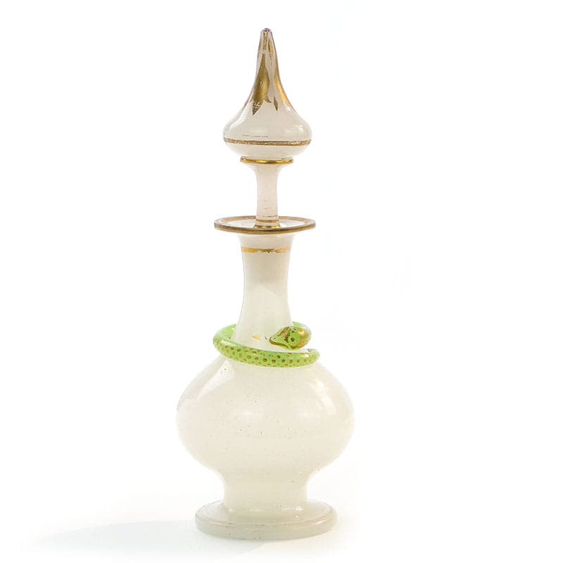 Decanter Biedermeier, opaline glass ivory white, uranium glass yellow-green, Austria, 19th c.