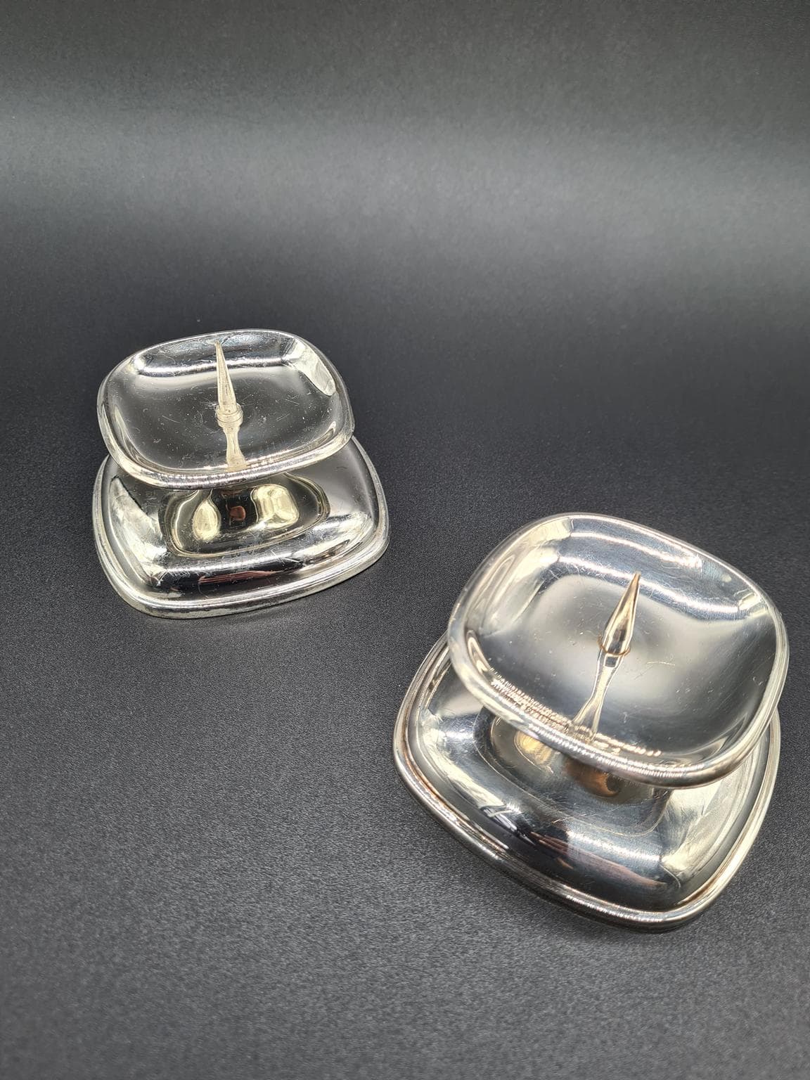 Para świeczników, Mid-Century Modern, srebrny, metal chromowany, WMF, Niemcy, lata 60. - 223228