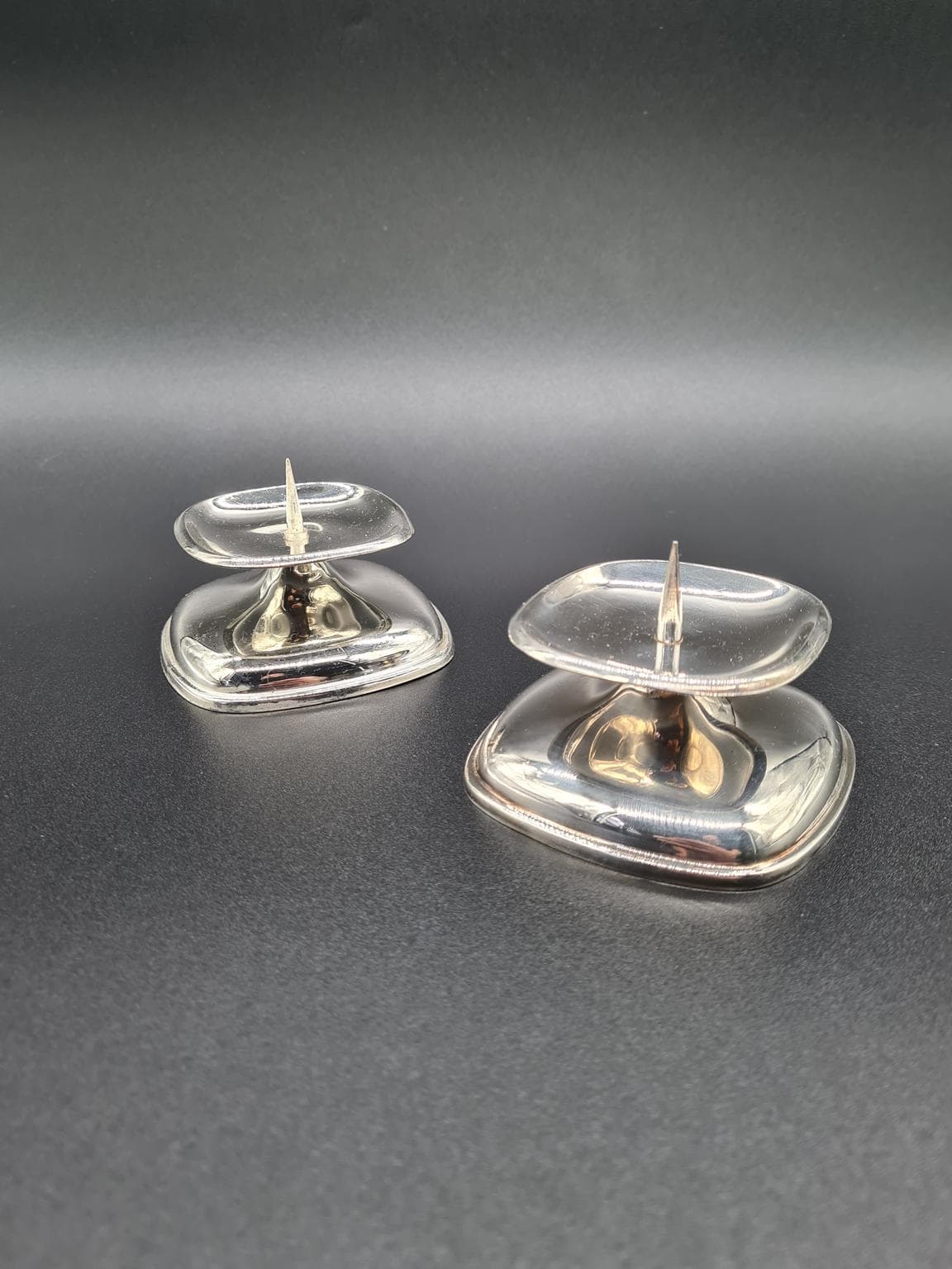 Para świeczników, Mid-Century Modern, srebrny, metal chromowany, WMF, Niemcy, lata 60. - 223230