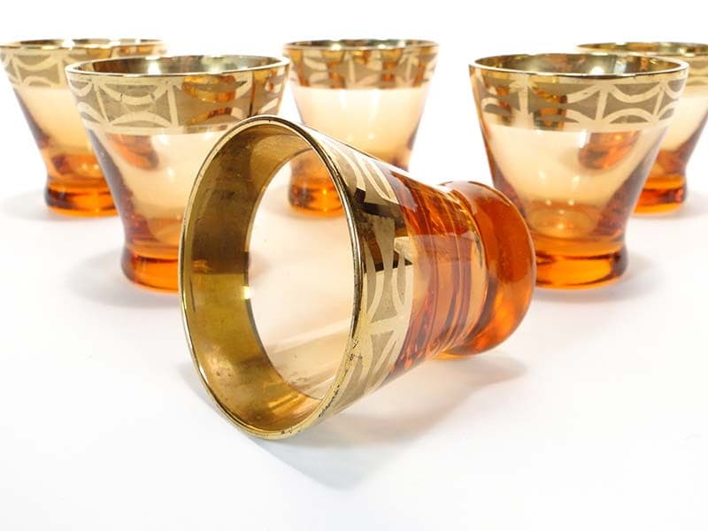 Set of glasses, yellow topaz glass, Czechoslovakia, 1950s. - 223281