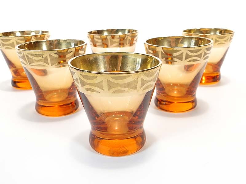 Set of glasses, yellow topaz glass, Czechoslovakia, 1950s. - 223284