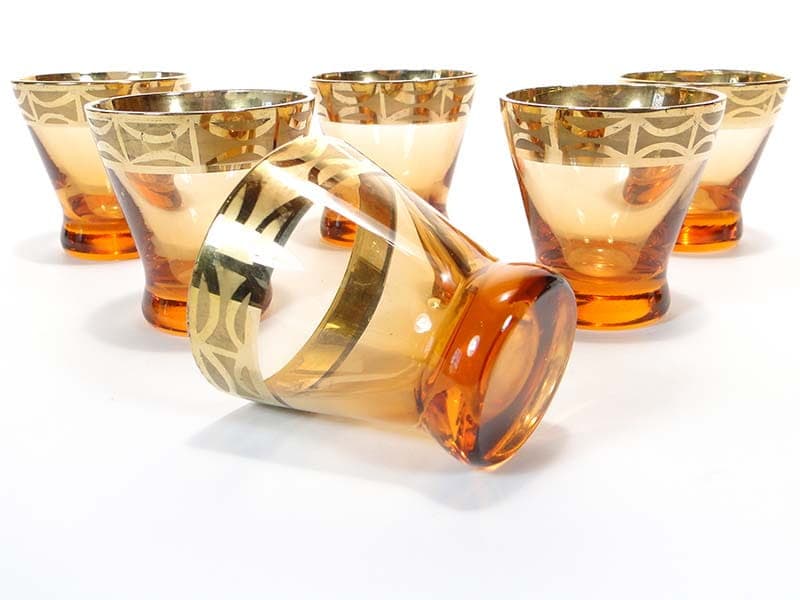Set of glasses, yellow topaz glass, Czechoslovakia, 1950s. - 223285