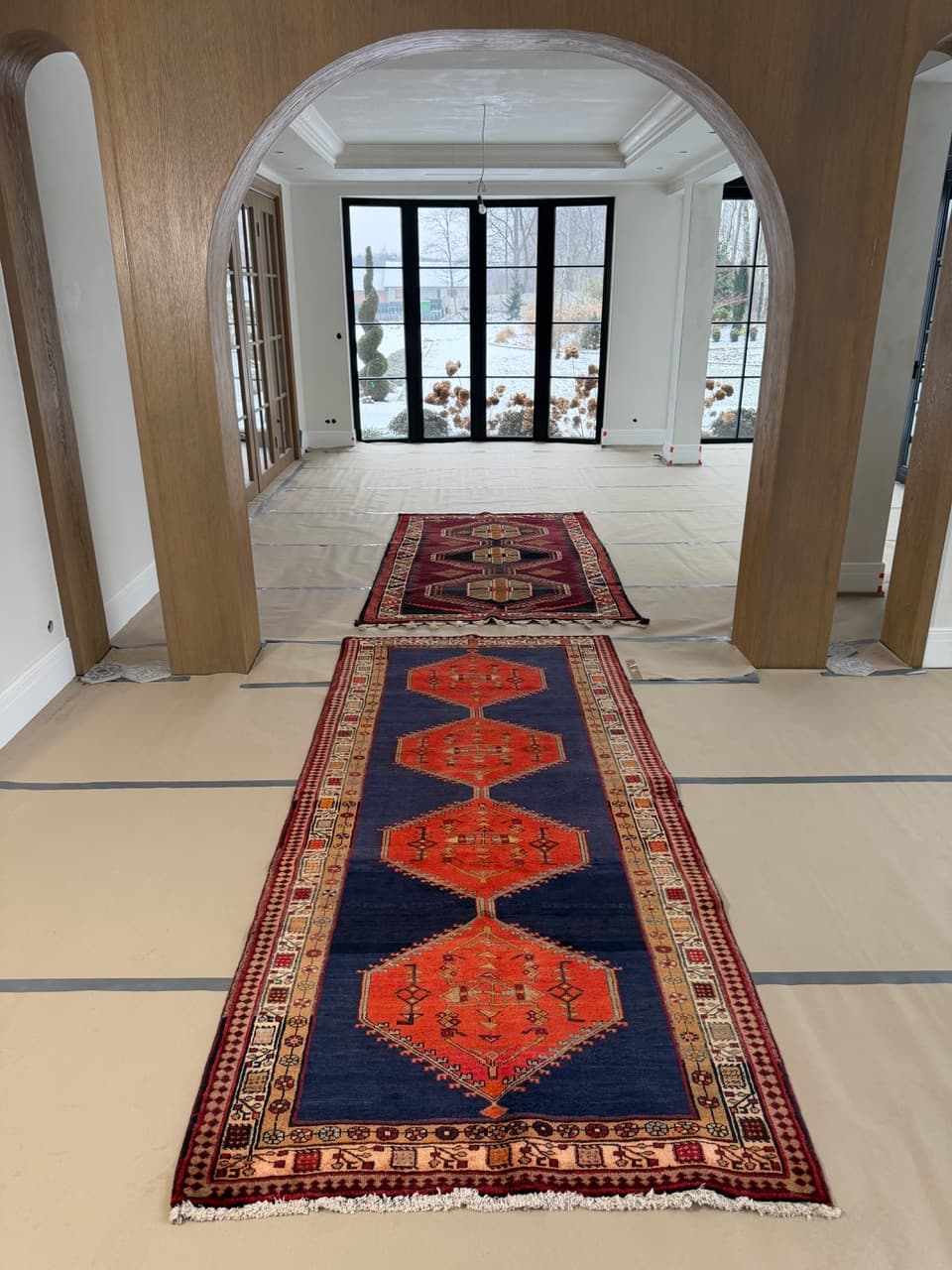 Chodnik Hamadan 310x140 cm, granatowy, wełna, Iran - 223386