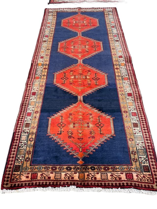 Chodnik Hamadan 310x140 cm, granatowy, wełna, Iran - WYMIARY