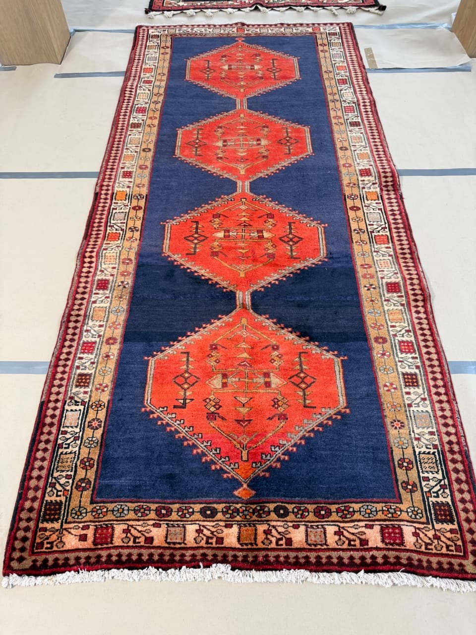 Chodnik Hamadan 310x140 cm, granatowy, wełna, Iran - 223387
