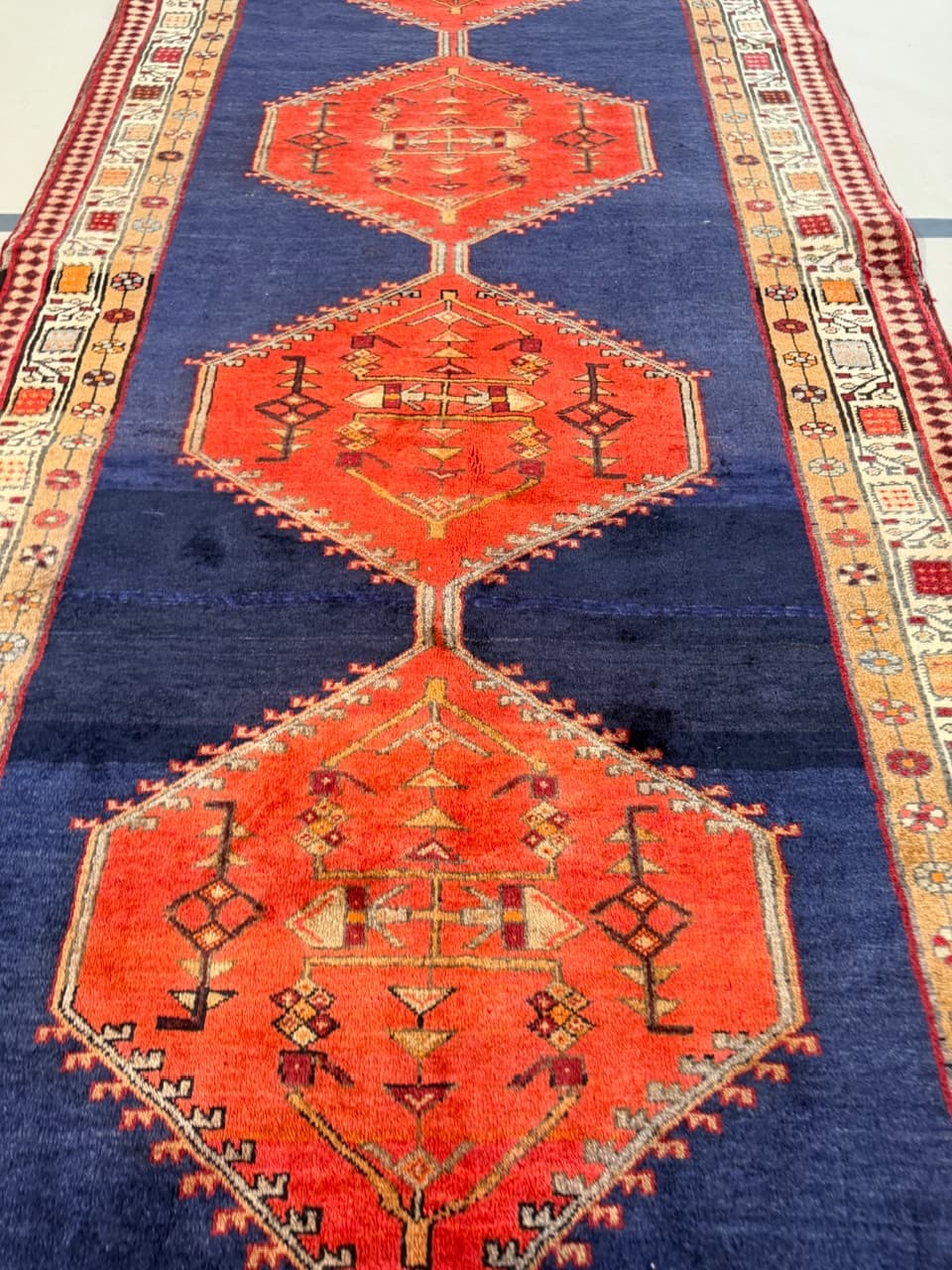 Chodnik Hamadan 310x140 cm, granatowy, wełna, Iran - 223390