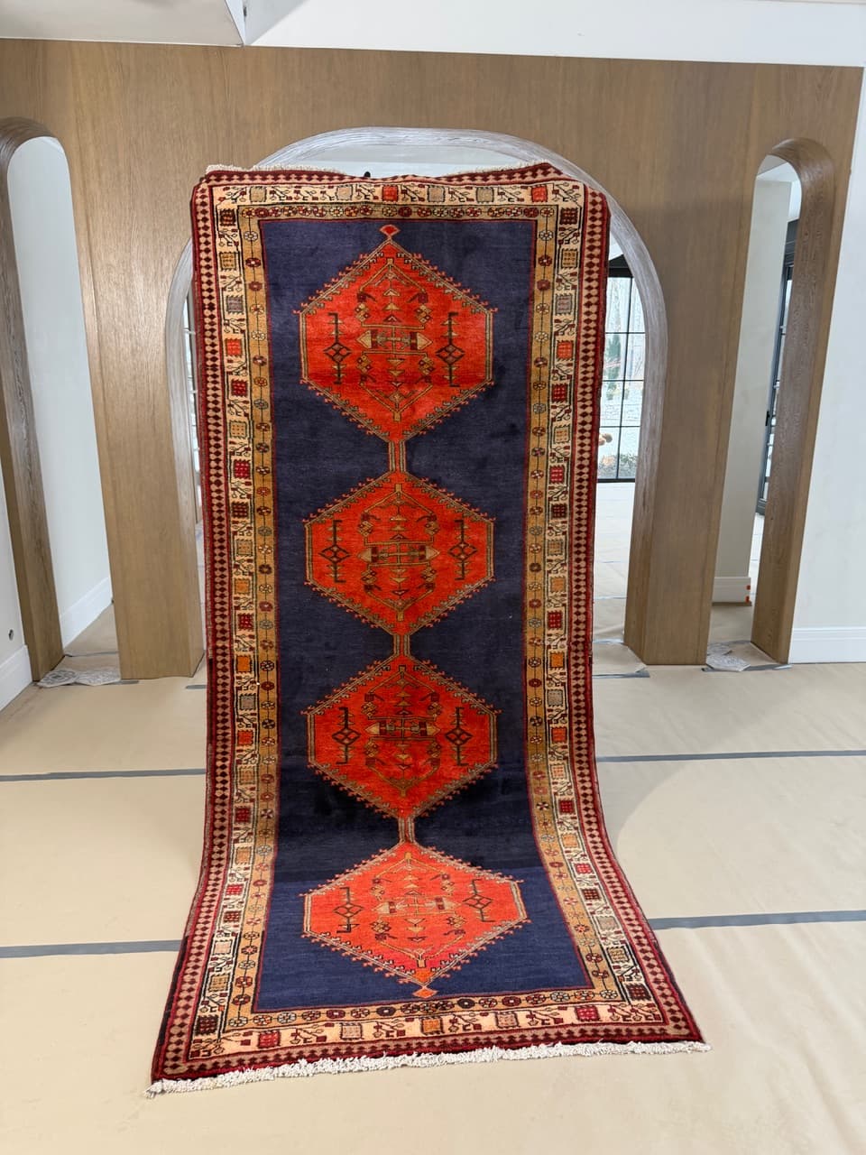 Chodnik Hamadan 310x140 cm, granatowy, wełna, Iran - 223391