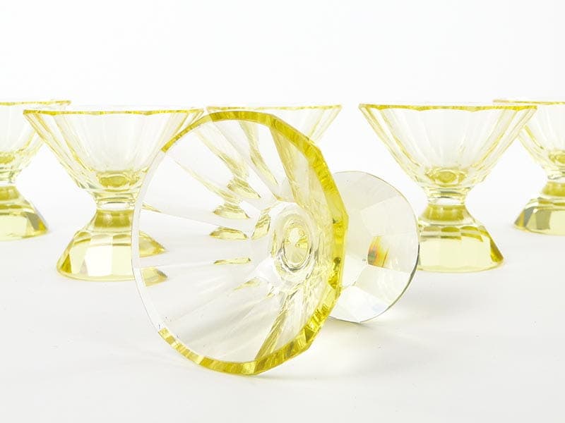 Komplet kieliszków Art Deco, żółty, kryształ, Czechy, lata 20. - 223425
