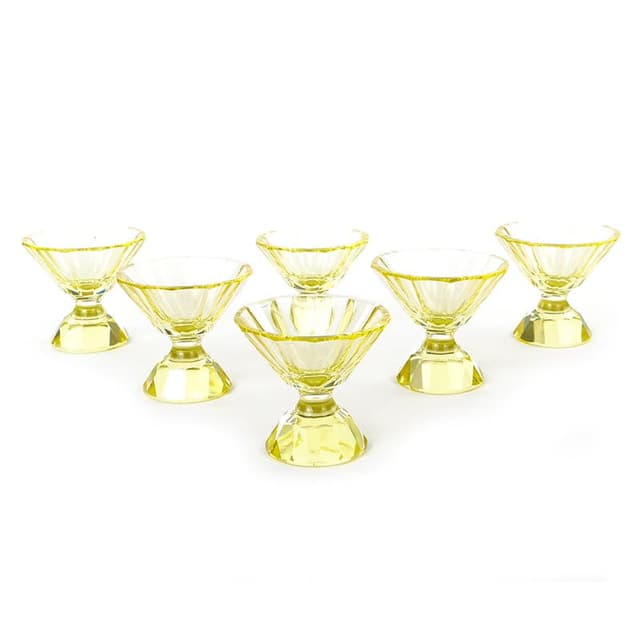 Komplet kieliszków Art Deco, żółty, kryształ, Czechy, lata 20. - WYMIARY