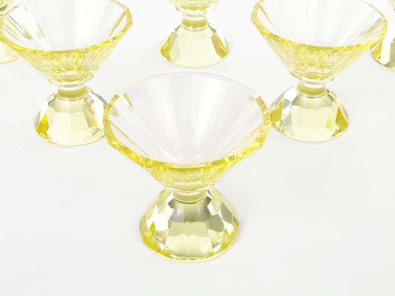 Komplet kieliszków Art Deco, żółty, kryształ, Czechy, lata 20. - 223428