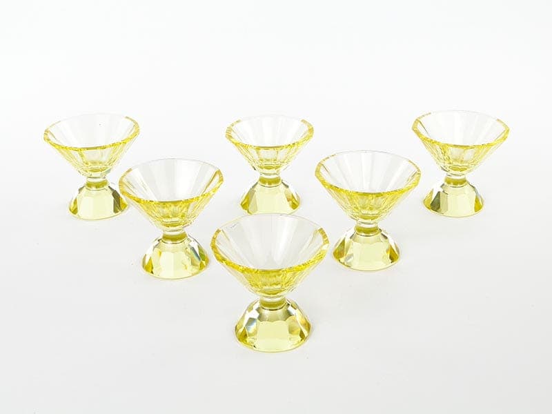 Komplet kieliszków Art Deco, żółty, kryształ, Czechy, lata 20. - 223427