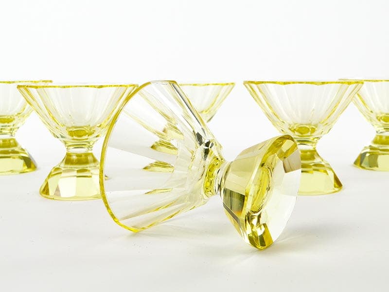 Komplet kieliszków Art Deco, żółty, kryształ, Czechy, lata 20. - 223430